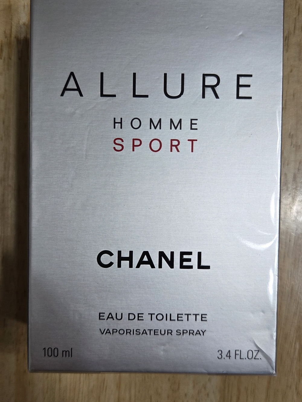 CHANEL Allure Homme Sport Silver Box with Red Accents